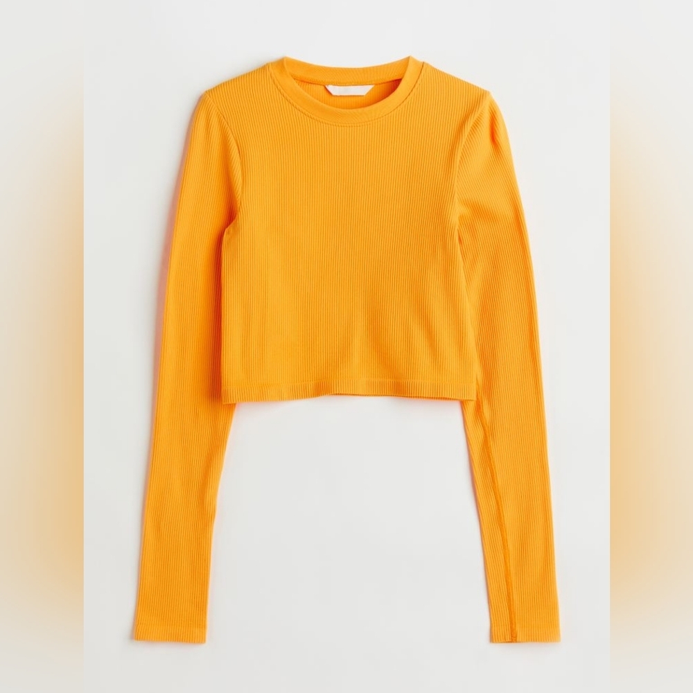 !!! NWT Orange Ribbed Sports Cropped Top